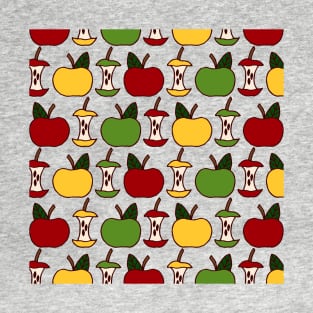 Apples and Apple Cores Multi-Colored | Apple Pattern T-Shirt
